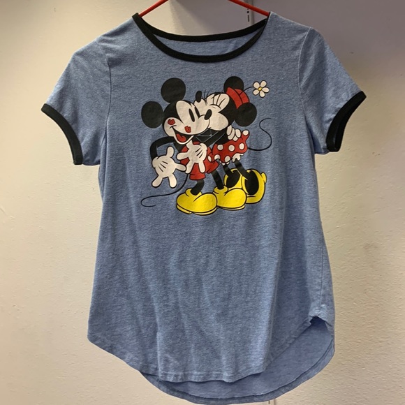 Blue Mickey and Minnie Mouse tshirt - Picture 1 of 1